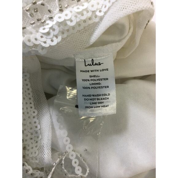 LULU'S SZ M Spread Your Shine White Sequin Embroidered Bodycon Dress NEW B151 - Picture 9 of 9